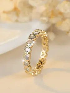 Exquisite Heart Design Infinity Band Rings - Synthetic Zirconia Inlaid Heart Rings for Women & Girls Holiday Party Engagement Rings, Perfect for Wedding Jewelry, Daily Wear Anniversary Valentine's Day Gift, Unique Rings, Exquisite Trendy Ring