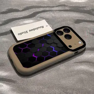 Honeycomb square for 17promax mobile phone case Apple 17 anti-drop 17Air silicone 17PRo all-inclusive cute couple phone case Series Snowman Pattern Cushion Drop Protection Magnetic 3D Custom Name Leather iPhone Case Pink Matte Full Cover Phone Case Fall P