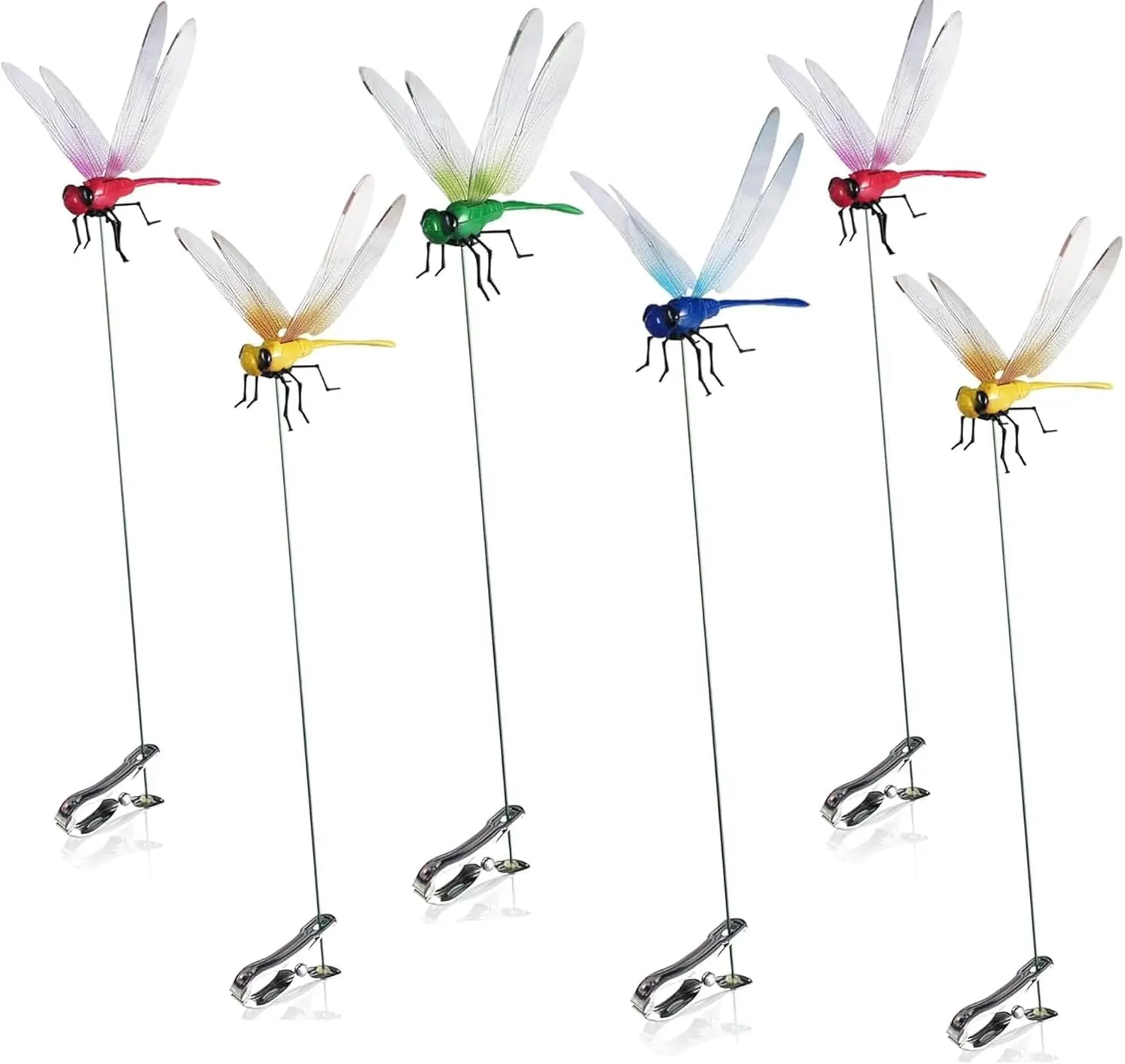 4 Pcs 3D Fake Dragonfly Clips - Outdoor Garden Accessories, Garden Decor, Hat Clip, Deer & Horse Fly Deterrent, Hummingbird Stakes, Bird Scare Devices for Indoor & Outdoor Use
