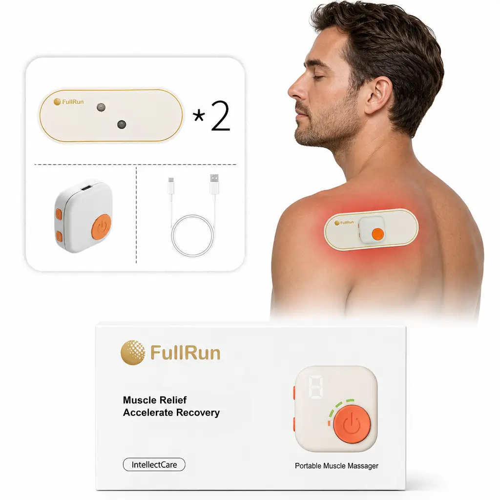 Pocket-Sized EMS Massager Patch - Cordless USB Rechargeable Electric Muscle Massager Pad with Adjustable Modes, Wearable for Shoulder, for On-The-Go Tension Relief & Full Body Care