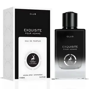 Exquisite Club Pour Homme Eau De Parfum Spray 100ML (3.4 OZ) by Maison Alhambra | A Fresh, Spicy Start with Floral Elegance & a Warm, Smooth Finish.