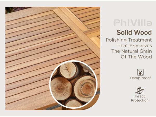 PHI VILLA Acacia Wood Patio Dining Set for 8, Expandable Teak Dining Table & Wooden Chairs with Cushions, Farmhouse Dining Furniture Set for Outdoor Deck, Yard, Porch Home Design Minimal