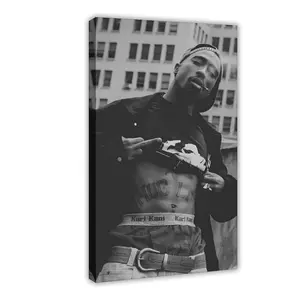 Tupac Poster - 90s Hip Hop Wall Art, Rap Icon Canvas Print, Vintage Music Decor, Iconic Rapper Room Wall Art Soft Tone Aesthetic Poster