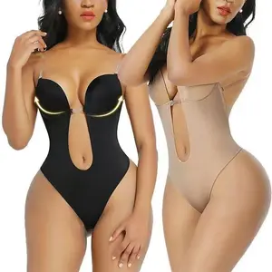 Women's Basic Sexy Plunging V-Neck Hollow Backless Shapewear Bodysuit - Elegant Statement Piece for Evening Wear outdoorfun