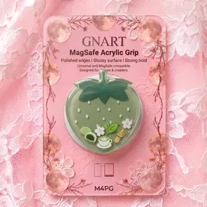 Cute Matcha Strawberry MagSafe Acrylic Phone Grip, Liquid Shaker Green Fruit Phone Holder, Kawaii Japanese Tea Moving Charm Stand, Aesthetic Cottagecore Foodie Gift