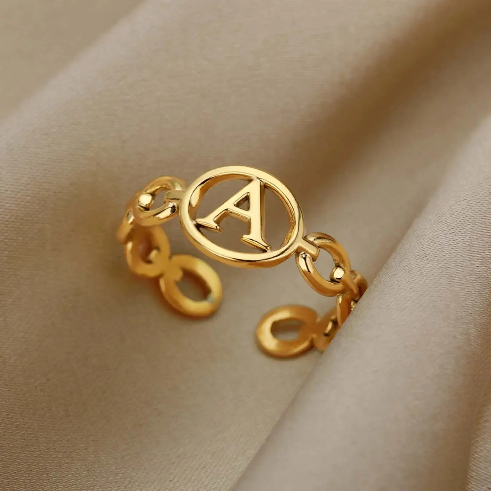 [Limited-Time Holiday Gift Event] Customizable 26-Letter Open Adjustable Initial Ring - Unisex Artificial Gemstone Jewelry, Meaningful Holiday Gift Jewelry, Holiday Gift With Meaning