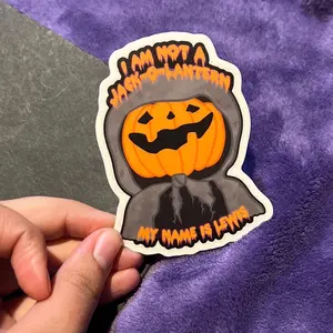 My Name Is Lewis Sticker | Glow in the Dark Sassy Pumpkin Head Sticker, Not a Jack-o’-lantern Halloween Sticker, Spooky Cute Autumn Pumpkin Decor Decorative Vinyl Ornaments Tiles Sticker