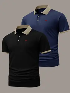 Men's Regular Fit Graphic Polo Shirt, Casual Short Sleeve Collared Top for Summer, Fashion Men's Clothes for Daily Wear