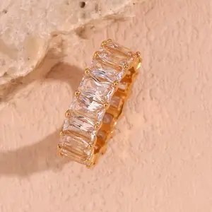 Emerald-Cut CZ Full Eternity Band Ring
