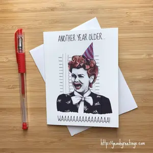 Funny Lucy 'Waaaaaaaaaa' Birthday Card, Funny Happy Birthday Card, Handmade Birthday Greetings, 1950s Classic Pop Culture, Mom Birthday Card