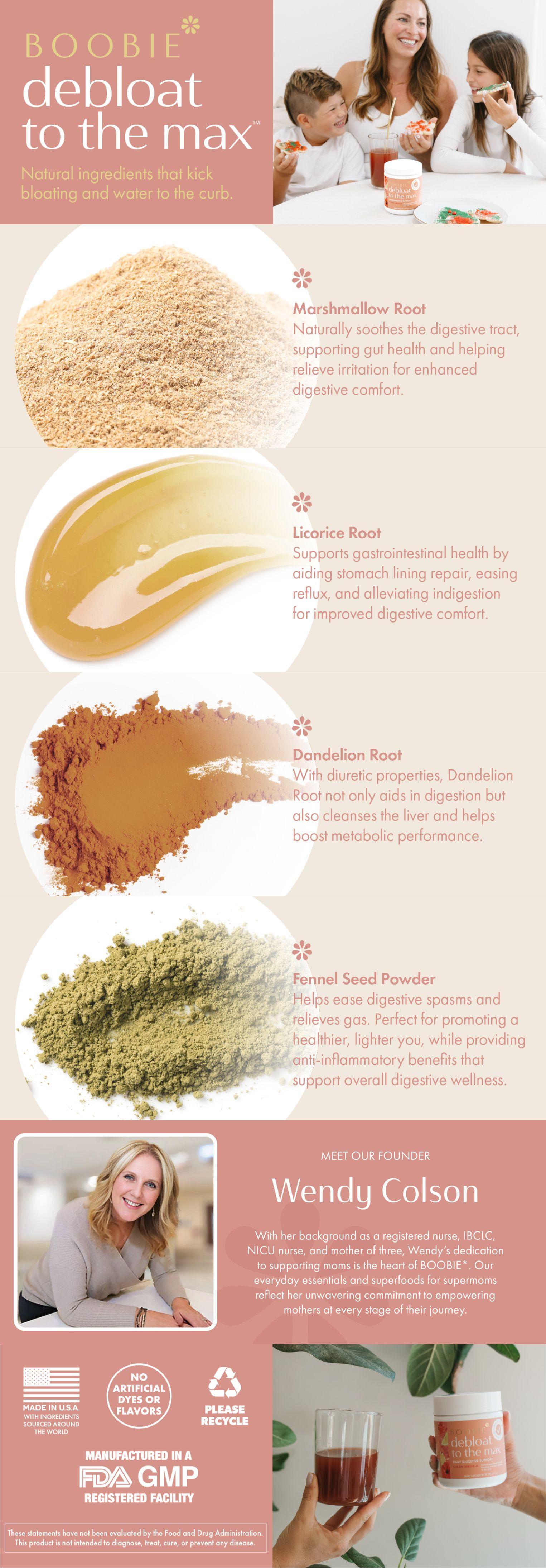 Boobie Debloat to the Max | Rapid Debloating for Women & Men | L-Glutamine and Marshmallow Root for Gut Health | Lemon Hibiscus Flavor, 60 Servings