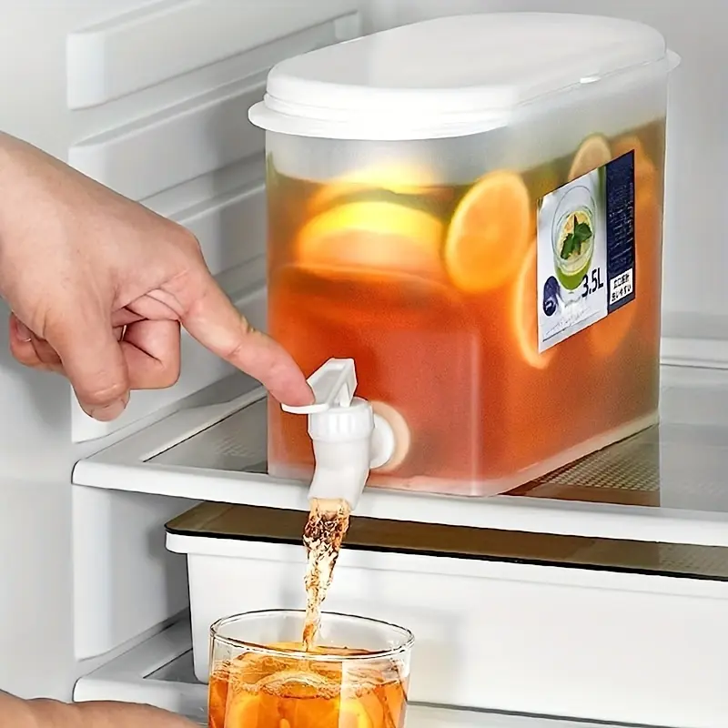 Large Capacity Pet Material Refrigerator Beverage Dispenser with Tap and Easy-Fill Spout, Home Storage Jugs for Lemonade, Cold Water