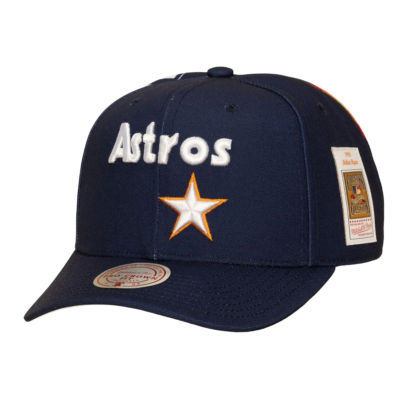 Nolan Ryan Houston Astros 1988 Navy Cooperstown Jersey Cut Pro Crown Snapback Hat MLB Throwback Cap Adjustable Fan Gear Mitchell & Ness