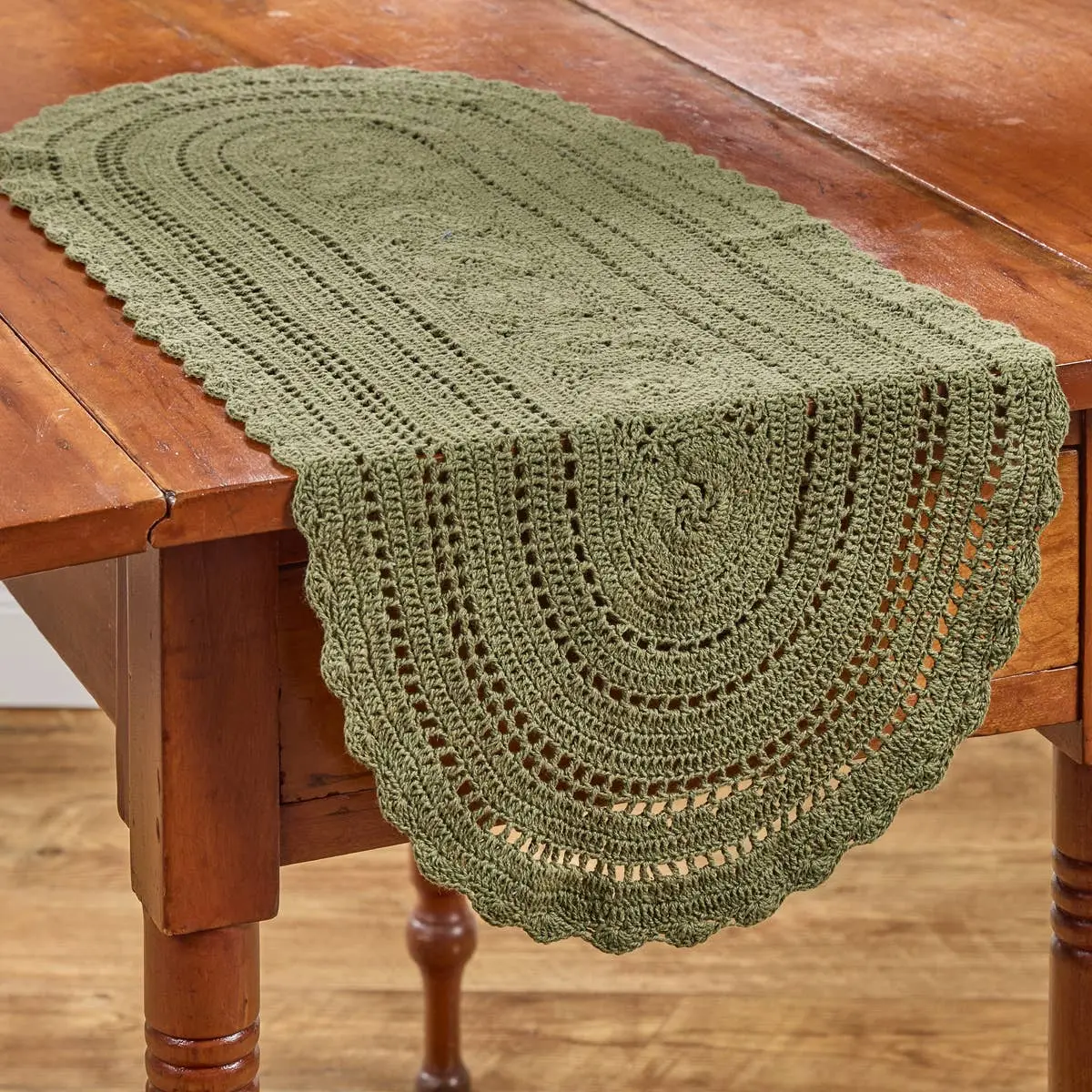 Addison Crochet Table Runner 36" L - Matcha Green