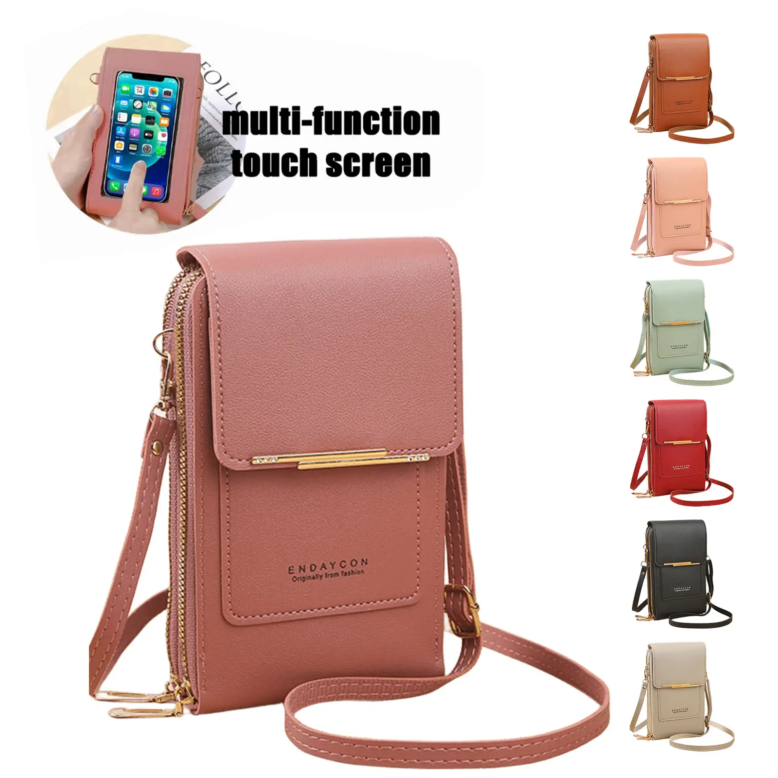 Women's lightweight small crossbody bag with RFID protection, waterproof phone wallet, cute shoulder bag, small-sized leather square bag for travel, e