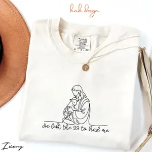 Christian Comfort Colors Shirt Minimalist Line He Left The 99 Tshirt Religious Jesus Bible Verse Tee Faith Believer Apparel Church Gift - - Hnh Design Apperal
