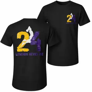 Men's Pure Cotton Short-Sleeve Shirt With Basketball 24 Print—A Unisex Casual Style Perfect For Spring And Summer; Featuring A Cool Graphic Design And A Classic Crew Neck, Suitable For All Four Seasons.