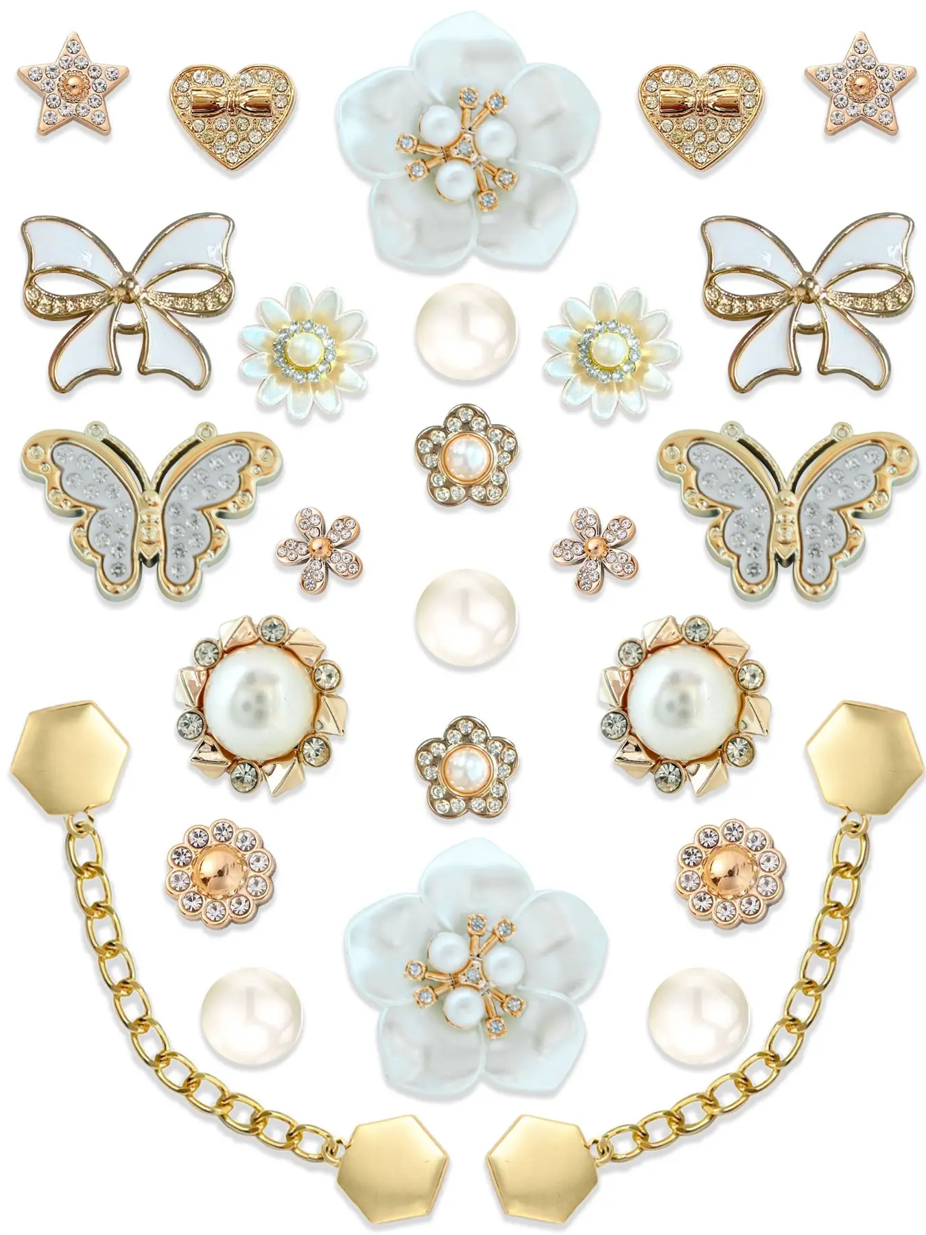 26 Pcs French Elegant Resin Holes Shoe Accessories, Sparkling Rhinestone Flower DIY Shoe Buckles, Hole Shoes Decorations