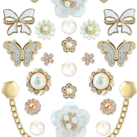 26 Pcs French Elegant Resin Holes Shoe Accessories, Sparkling Rhinestone Flower DIY Shoe Buckles, Hole Shoes Decorations, Clog Accessories