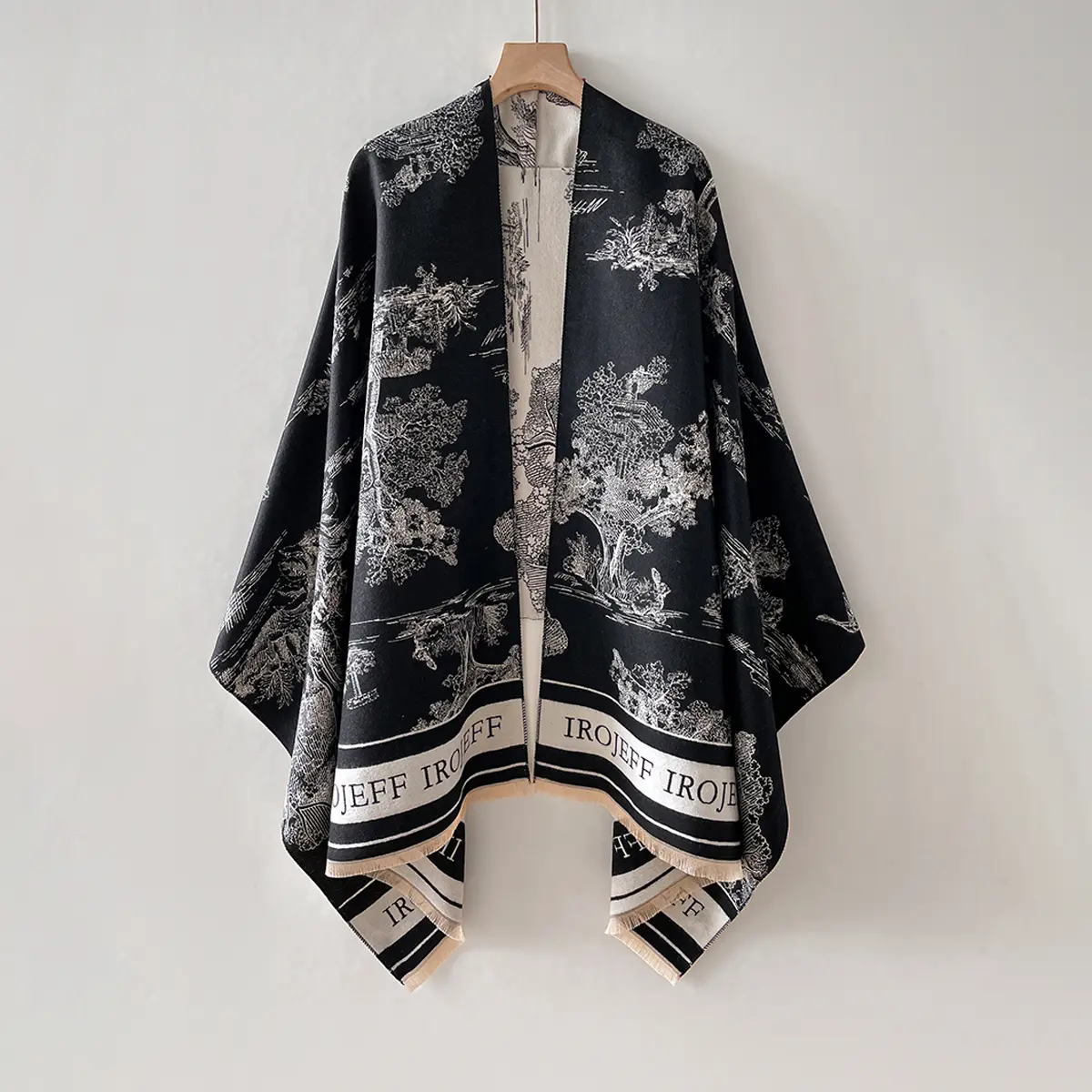 Vintage Landscape Cashmere-Like Scarf - Reversible Oversized Shawl, Soft Warm Blanket Scarf for Fall Winter