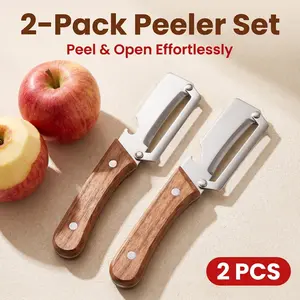 2PCS Kitchen Multi-Function Stainless Steel Thickened Fruit Peeler Knife for Sugar Cane and Pineapple Skin Removal Special Tool