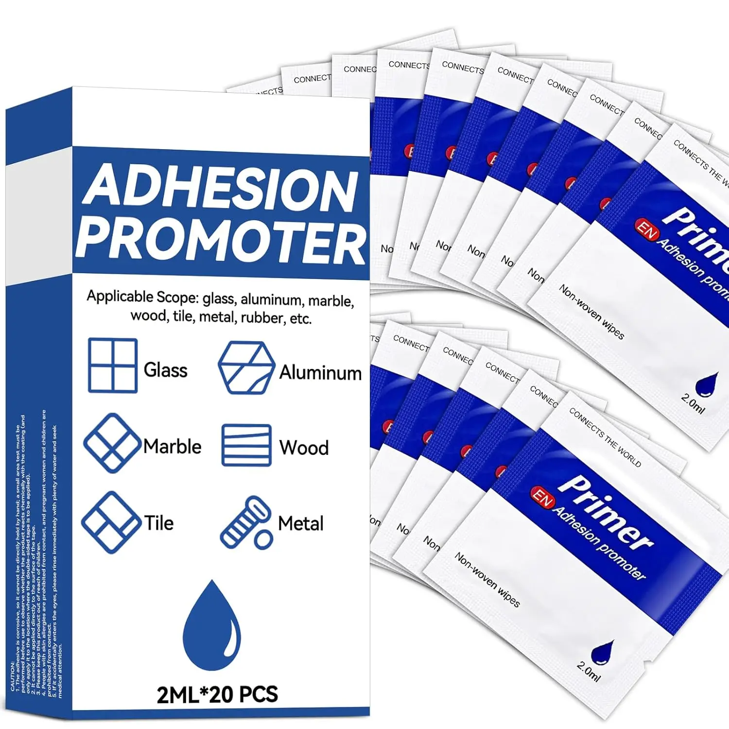 20 count Adhesion Promoter, High Performance Adhesion Promoter for Plastic, Metal and Painted Surfaces, Bonding Enhancer of  Double Sided Mounting Tape and Automotive Molding Tape