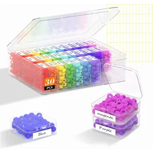 Bead Organizer Box 30 Pcs Clear Plastic Storage Containers with Hinged Lid and Labels for Jewelry Diamonds Clay Beads Bracelets Screws Seeds and Small Craft Parts