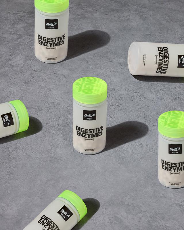 GHOST Basics Digestive Enzymes Supplement for Men & Women - Multi-Enzymes, Probiotics & Prebiotics for Supporting Digestion & Gut Health - Vegan Friendly - 90 Veggie Capsules