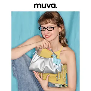 Women's Split Cowhide Leather Puffy Shape Bag - Muva Relaxed Cloud Collection, Handheld-Shoulder Carry Options