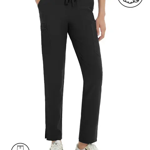 KITMAZ Women's Straight Leg Scrub Pants - Skinny Stretch Cargo Casual Trousers, Mid Rise Yoga Waistband, 10 Pockets, Bottoms for Business Casual, Nurse Week Gift Casual Work Pants Casual Comfy Pocket