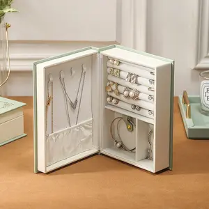 Jewelry Book Jewelry Box Ring Earrings Ear Studs Necklace PU Travel Jewelry Storage Box Durable Lightweight Organizer