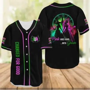 Halloween W.cked Baseball Jersey, Musical Movie Baseball Shirt, Pink Goes Good With Green Jersey, Changed For Good Shirt, W*cked Fans