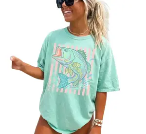 Striped Bass Shirt Comfort Colors, Trendy Women's Summer Tshirt, Comfort Colors Tank Tops - Weddelbarricelli Womenswear