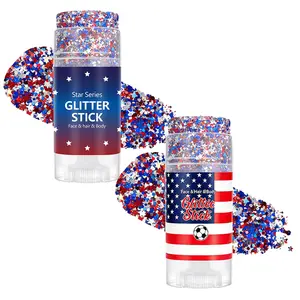 Patriotic Red White and Blue Face Hair Body Glitter Stick,4th of July Outfits and Accessories for Women Kids,USA Flag Makeup for Independence Day 250 Anniversary Memorial Day Veterans Day,summerwins