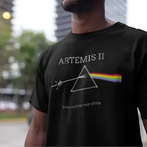 ArtArtemis II Dark Side of the Moon Space Mission Unisex Black Graphic T-Shirt, Artemis II 2026 Rocket Launch Shirt, Future Moon Mission Tee