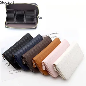Woven Long Wallet RFID Blocking Accordion Card Holder High Capacity Checkbook Purse Minimalist Aesthetic Travel Daily Mother Day Gift
