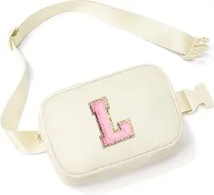 Valentine Day Gift  & Birthday Gift 4- 14 Year Old Girls - Initial Fanny Pack Belt Bag Purse for Girls Teens Daughter Sister, Personalized Trendy Stuff for Teen Girl Kids | Beige L
