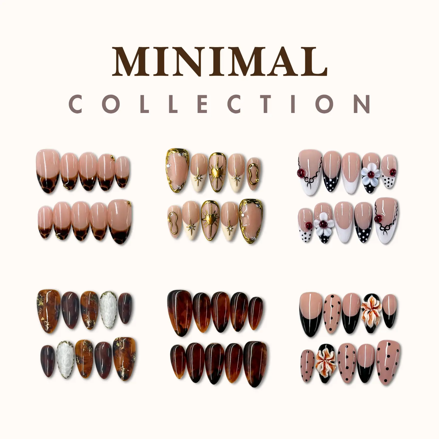 NailPhoria MINIMAL Collections - Handmade Press-On Nails | Reusable, Salon-Quality, Long-Lasting, Glossy Design