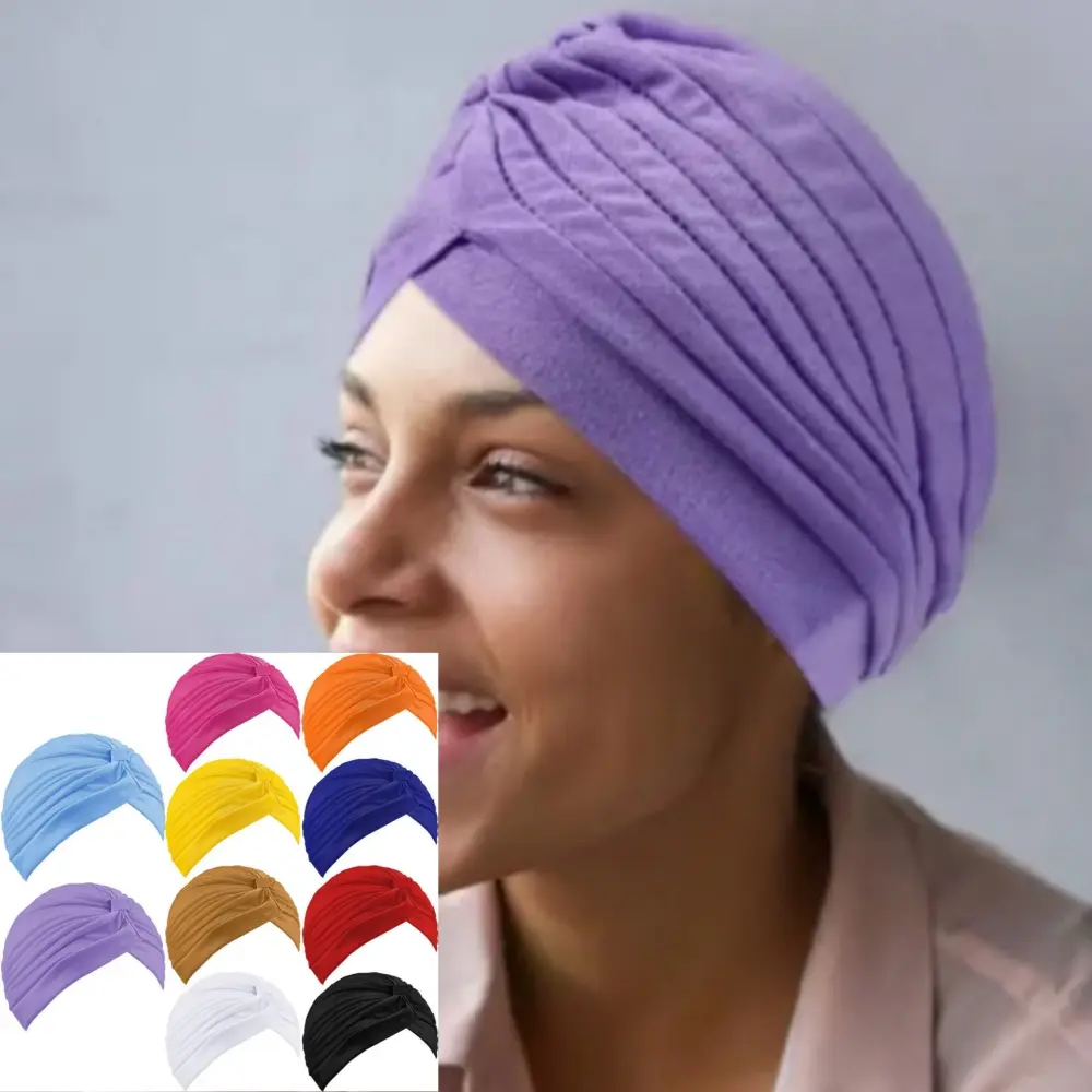 [10pcs Stretchy Turban Caps] Women's Casual Stretchy Turban Cap, Twisted Bennie Hat, Chemo Head Wrap Cancer Headwear (Sports & Outdoor Accessory)