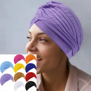 [10pcs Stretchy Turban Cap] 10pcs Stretchy Turban Cap | Chemo Head Wraps Cancer Headwear Bennie Twisted India's Hat for Women
