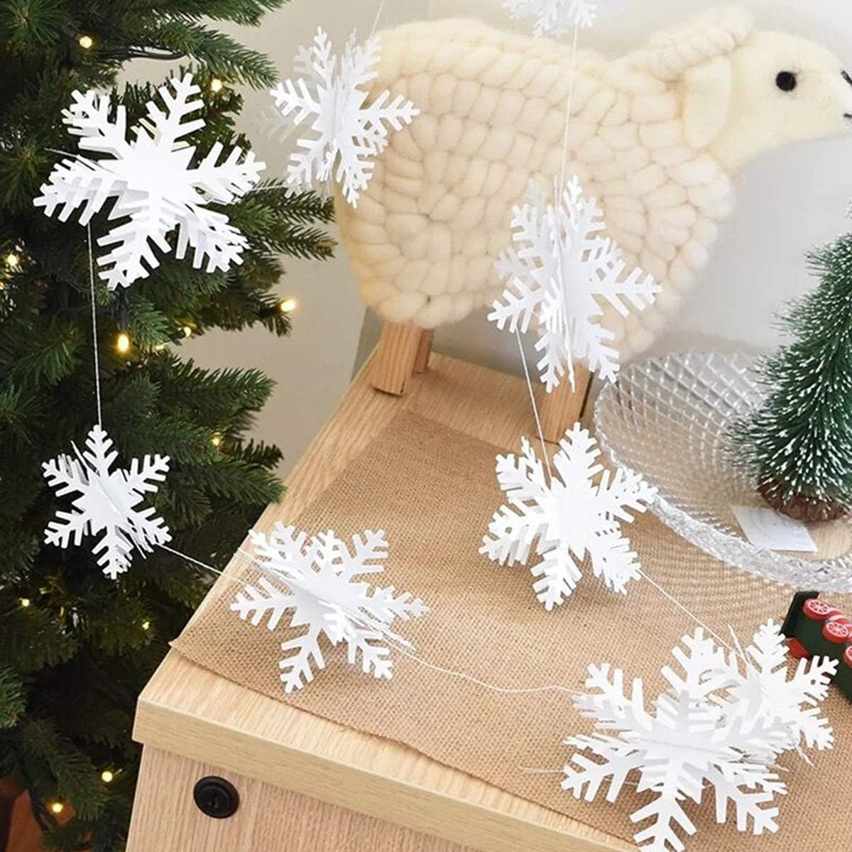 Snowflake Decorations, Paper Christmas Hanging Decor Indoor, White, 14-Pc | Reusable Large 3D Pearl-Finish Snowflakes with Garlands, Hanging Winter Wonderland Christmas Party Decor for Ceiling & Window Snowflake Decorations, Paper Christmas Hanging Decor Indoor, White, 14-Pc | Reusable Large 3D Pearl-Finish Snowflakes with Garlands, Hanging Winter Wonderland Christmas Party Decor for Ceiling & Window