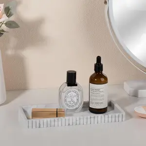 Silicone Bathroom Tray Vanity Organizer Rectangular Marble Texture Storage Tray