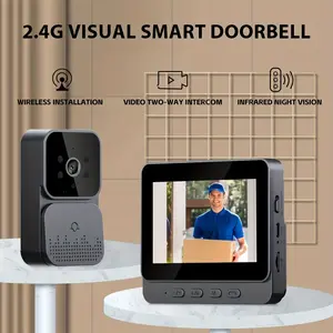 4.3 Inch Wireless Video Doorbell Camera with Screen - No App No WiFi Required, Two Way Talk Intercom, Rechargeable Battery, Wall Mount for Indoor Home Security & Surveillance