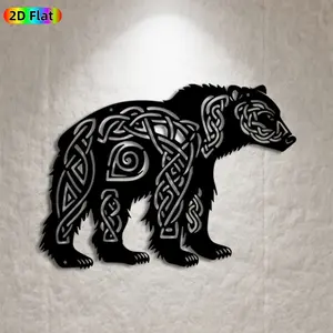 1pc Celtic Bear Metal Wall Art,Celtic Bear Statue Mural, Ideal Gift for New Year, Christmas, Celtic Art Enthusiasts, Rust-Resistant Metal Wall Decor Wall Sculptures, Perfect for Living Room Wall & Garden Fence Bear Decor Enthusiasts