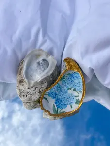 Decoupage Oyster Shell Ring Dish - Jewelry holder