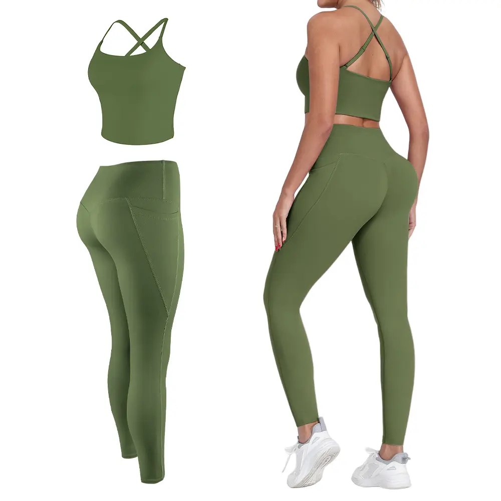 2-Piece Set - Bra+Legging - Army Green