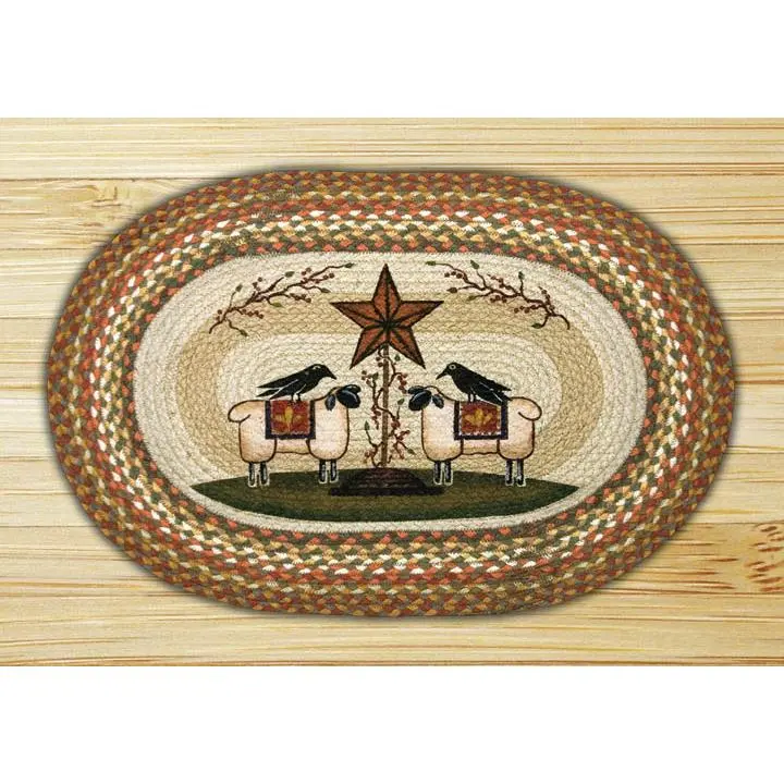 Capitol Importing Star Embroidered Sheep and Barn Star Oval Patch - 20"x30", Artwork by Susan Burd, High-Quality Components, Satisfaction Ensured