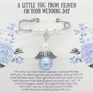 Something Blue Angel Bride Charm for Bridal Bouquet Wedding Memory Charm from Mom and Dad Memorial Charms for Bride Remembrance Something Blue and Angel  Wedding Day
