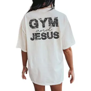 Gym And Jesus Shirt, 2-sided T-Shirt, Gym Pump Cover, Christian Gym Shirt, Gym Shirt, Bodybuilding Pump Cover, Woman Of God, Jesus, Jesus Shirt, Crewneck T-Shirt