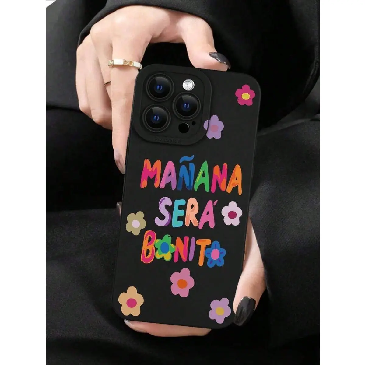 "Mañana Será Bonito" Floral Pattern Design Theme Luxury Shockproof Aesthetic Cute Phone Case,Lens Protrusion Protection , Compatible With For IPhone 16/16Plus/16Pro/16ProMax, 15,14, 13, 12, 11 Series. Suitable For IPhone 17 Air